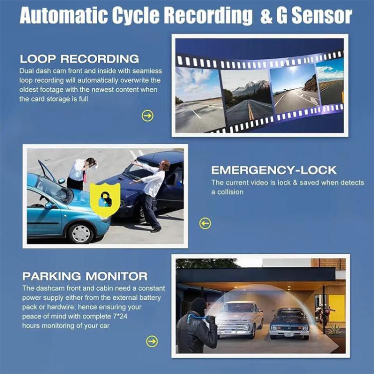 1080P Camera HD Night Vision WiFi Car Dash Cam Driving Recorder, Front+Left+Right, Front + Left + Right + Back