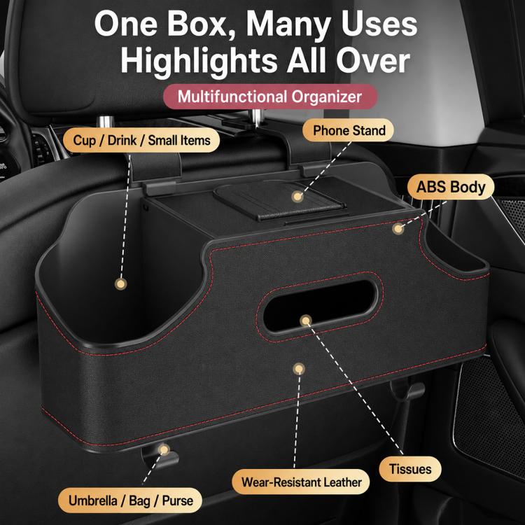 Car Seat Back Hanging Tissue Multifunctional Storage Box Water Cup Holder