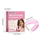 Children’s pink silicone mouth guard tray, with size labels and folded view
