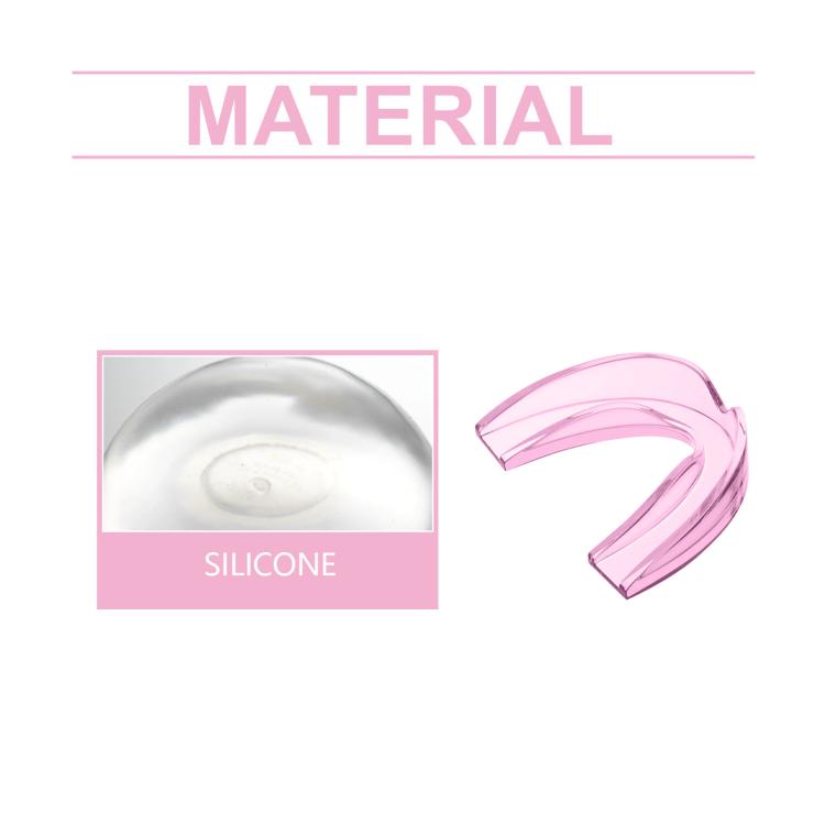 Pink silicone mouth guard tray with material close-up panel