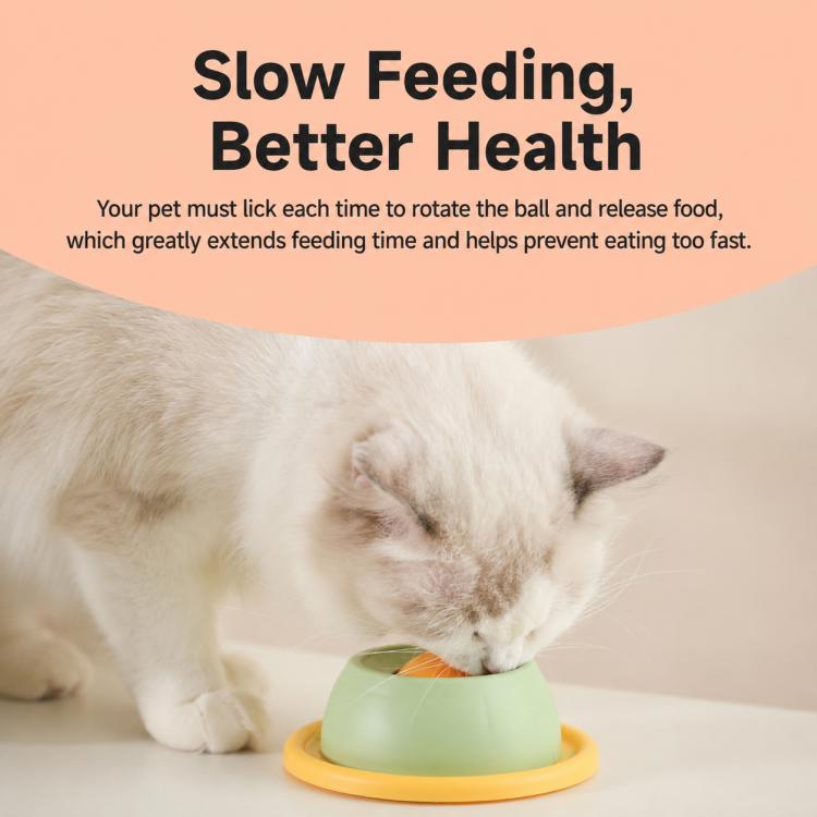 Rotating Slow Feeder Cat Treat Bowl Puzzle Toy