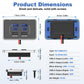 Four-port car charger dimension diagram showing ports and mounting size