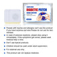 Adhesive patch packaging showing two square pads with a round center