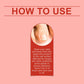 How-to-use instructions card for nail patch treatment with small toe-nail inset