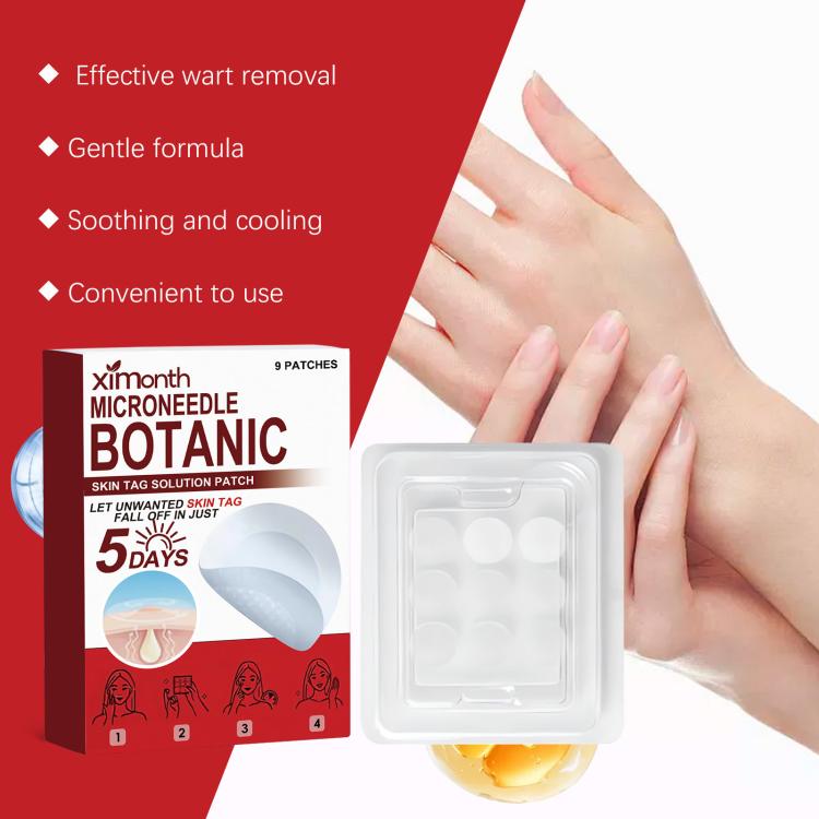Topical skin care patches in clear blister pack, microfine botanical, 9 patches