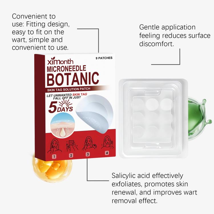 Ximonth microneedle botanic patch kit with tray and salicylic acid exfoliation note