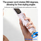 Lavender hair straightener brush with rotating 360° power cord and black bristles