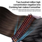 Hair straightener brush comb teeth with black bristles and glowing ion effect graphic