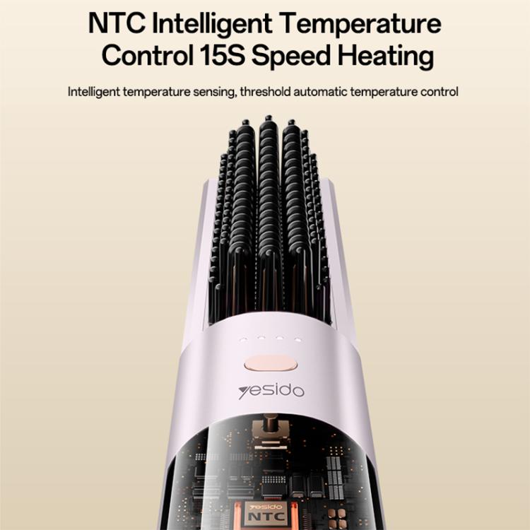 Front view of hair straightener brush showing black heating bristle rows