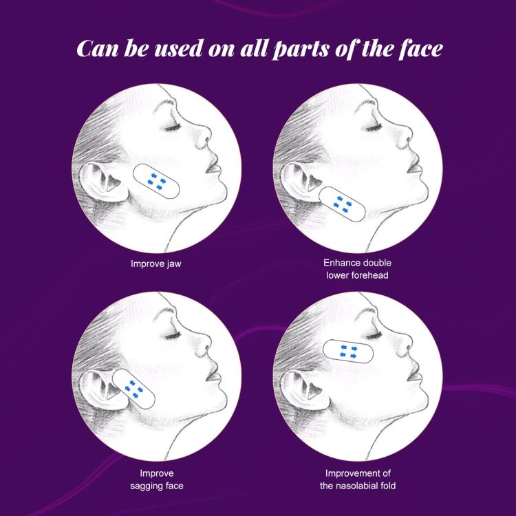 Face lifting patch usage diagrams showing blue patch placement on face