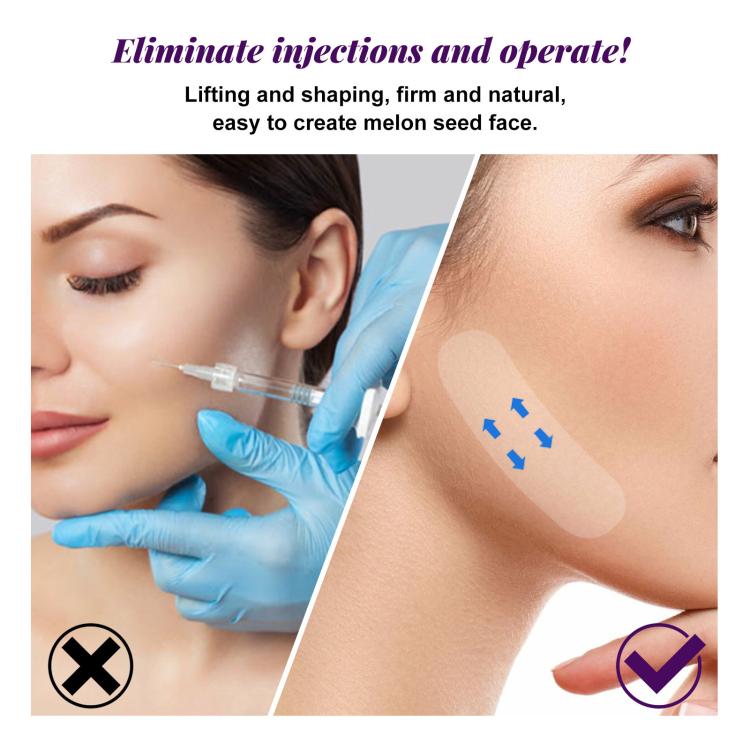 Face lifting patch shown on skin with blue dotted patch areas