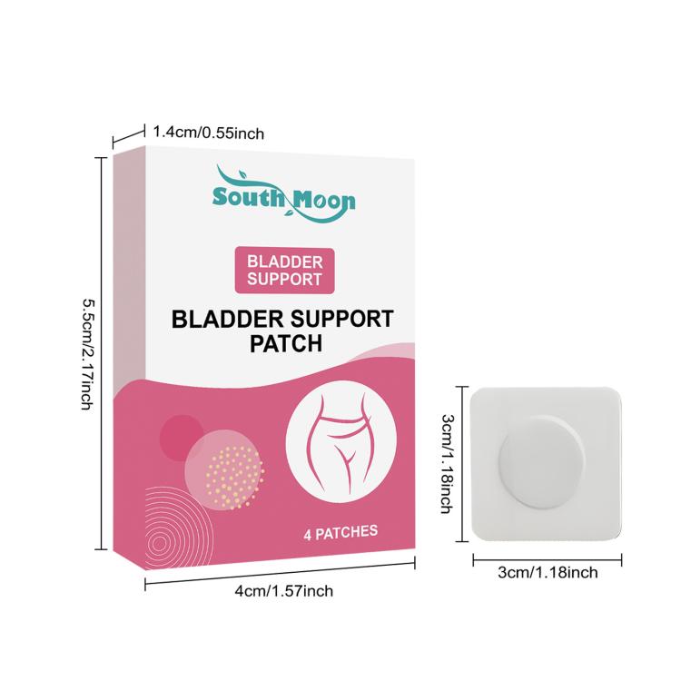 SOUTH MOON bladder support patch box with square white adhesive patch and size indicators