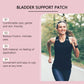 SOUTH MOON bladder support patch infographic with a runner and feature callouts