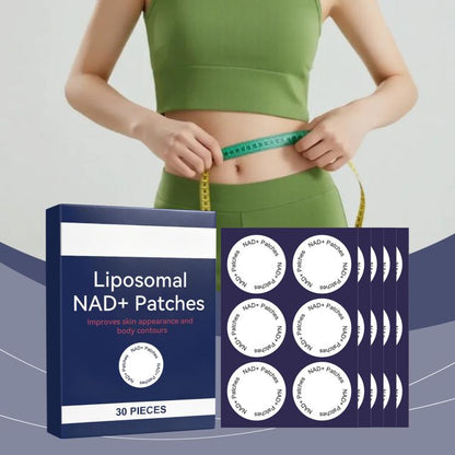 Liposomal NAD+ patch package with 30 circular patch seals on the box