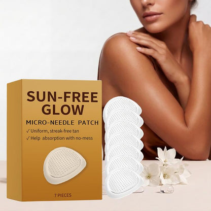 Micro-needle tanning patch set with stacked adhesive patches and applicator cards