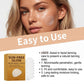 Micro-needle patch on facial skin overlay with product box and usage bullet points