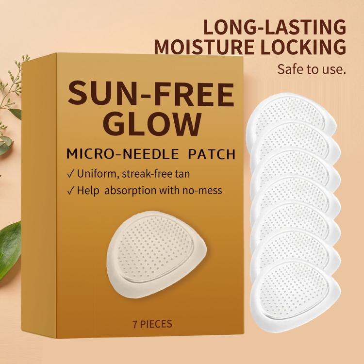 Micro-needle tanning patch set in box with stacked white adhesive patches