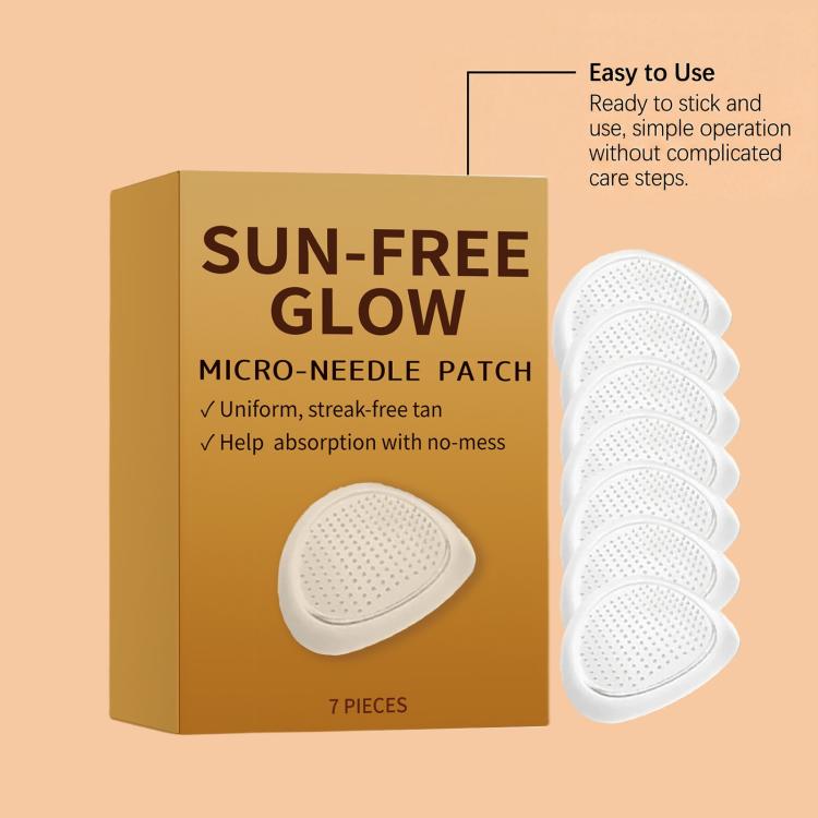 Sun-free micro-needle patch kit with box and row of white adhesive patches
