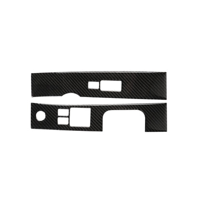 Carbon fiber glass lift decorative sticker panel with window switch cutouts, dark black