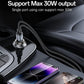 Dual-port car charger with braided cable connected to car console