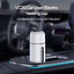 Electric car heating water cup placed on dashboard, white body with LED control panel