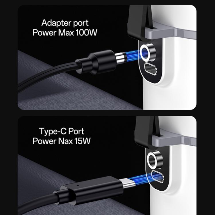 Electric car heating water cup showing adapter port and connected Type-C cable