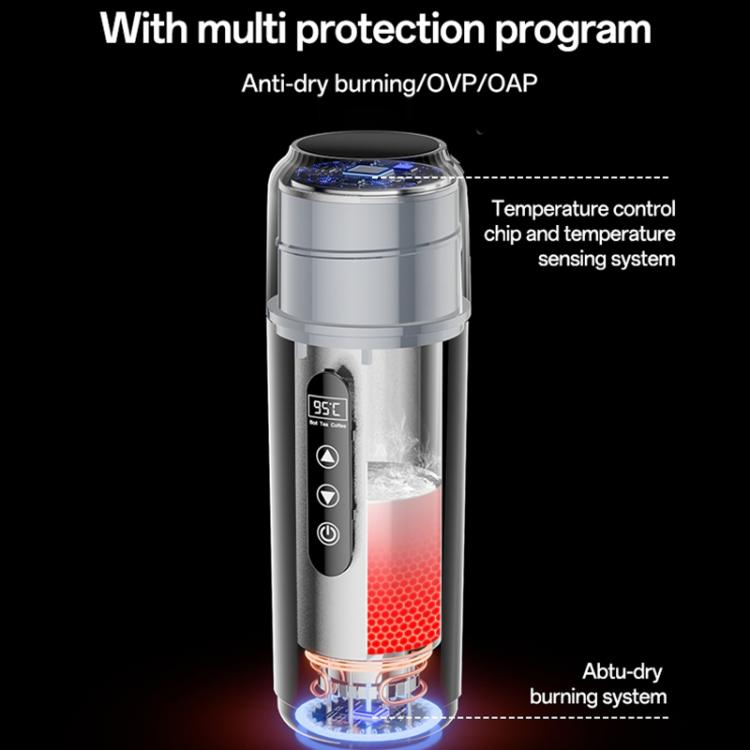 Electric car heating water cup cutaway showing heating system and temperature control