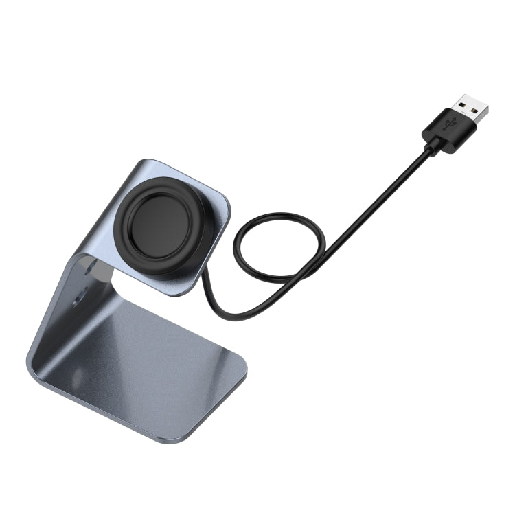 Grey magnetic charging stand with USB cable and circular charging pad