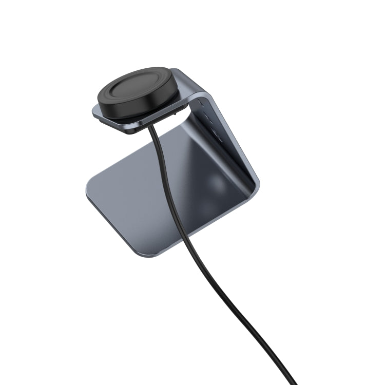 Grey watch charging holder with magnetic dock and black cable