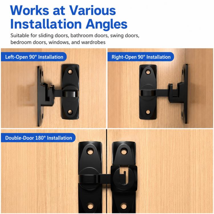 360-Degree Rotating Aluminum Alloy Door and Window Security Latch Lock