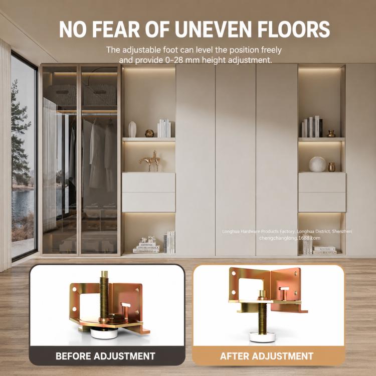 Adjustable Cabinet Leveling Feet, Threaded Lifting Leveler Bracket