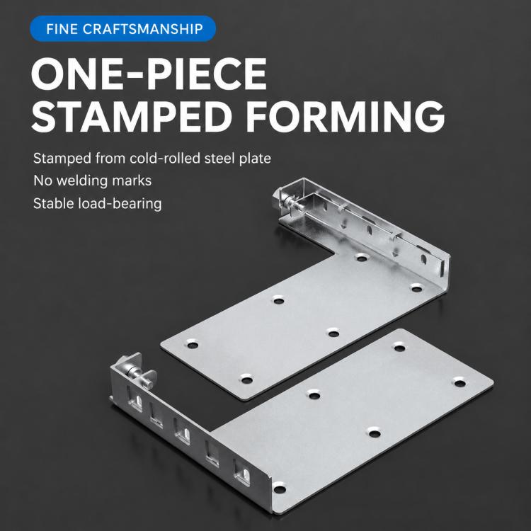 Stamped steel cabinet hanger bracket set, perforated mounting plates with side slots