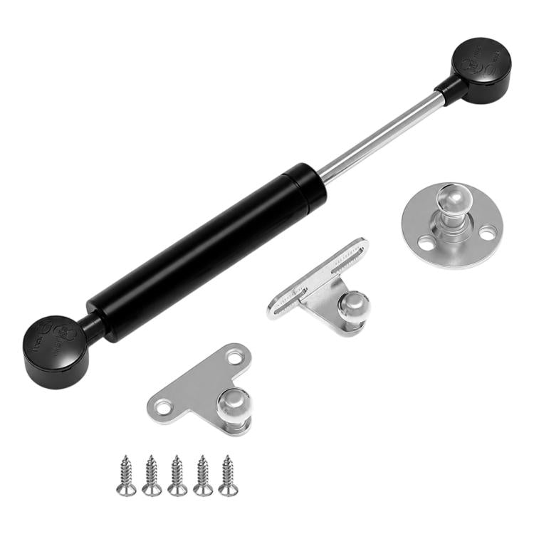 Black cabinet gas strut lift support kit with mounting bracket plates and screws