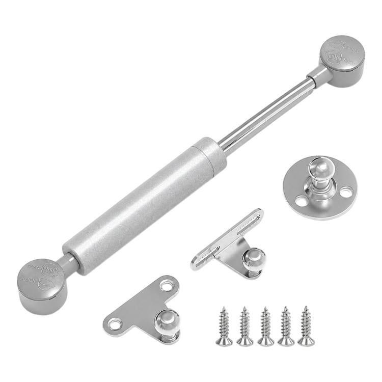 Silver cabinet gas strut lift support kit with mounting bracket plates and screws