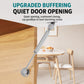 Cabinet gas strut lift support installed on a wooden cabinet door, angled strut