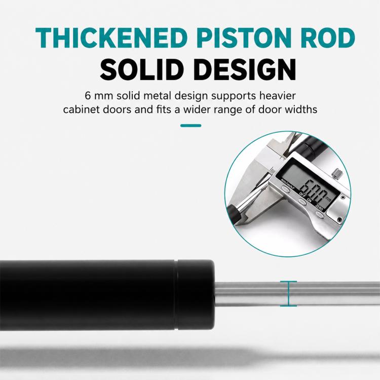 Cabinet gas strut piston rod close-up highlighting solid metal design