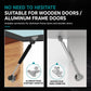 Cabinet gas strut with connector plates for aluminum-frame and wooden doors