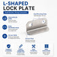 L-shaped lock plate for furniture hardware with two mounting holes, cold-rolled steel