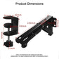 Black desk tray support bracket with long arm, mounting plate, and adjustable parts