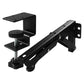Black no-drill tray support bracket with wall plate, long arm, and clamp posts
