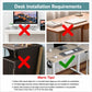 Desktop extension tray bracket installation requirements graphic with red X and check