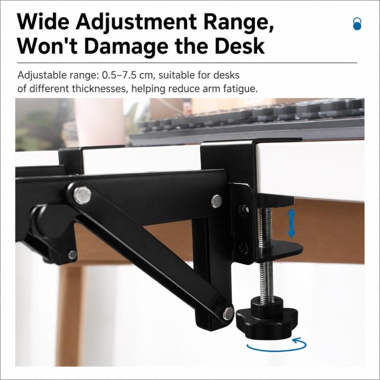Close-up of black adjustable slide rail bracket with screw knob and locking plate
