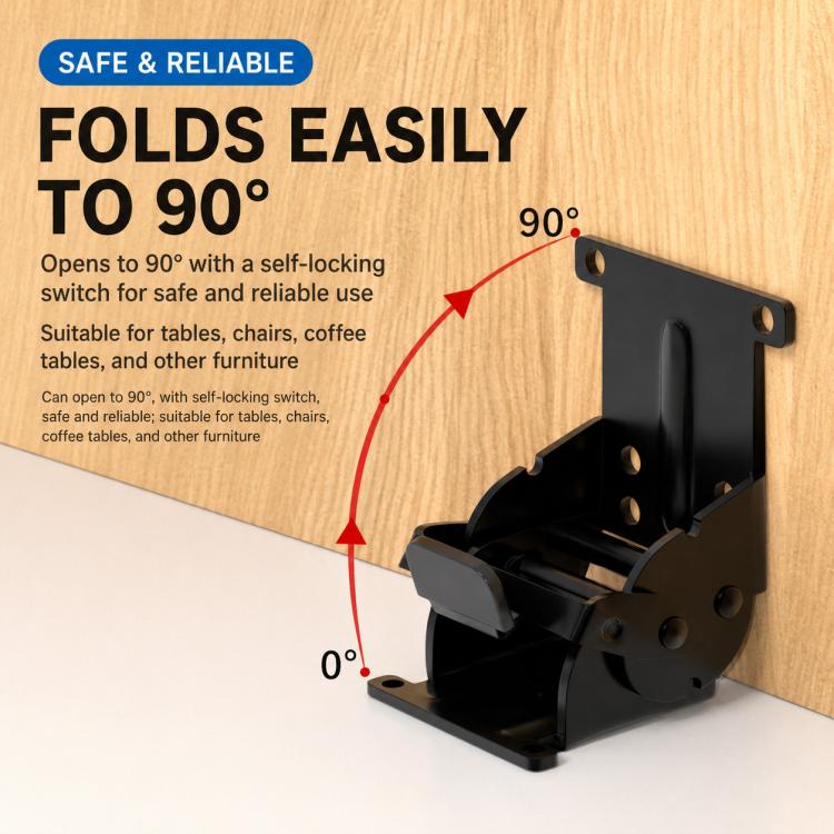 Multifunctional Foldable Hinge with Self-Locking Switch, 0-90 Degrees, 0-180 Degrees