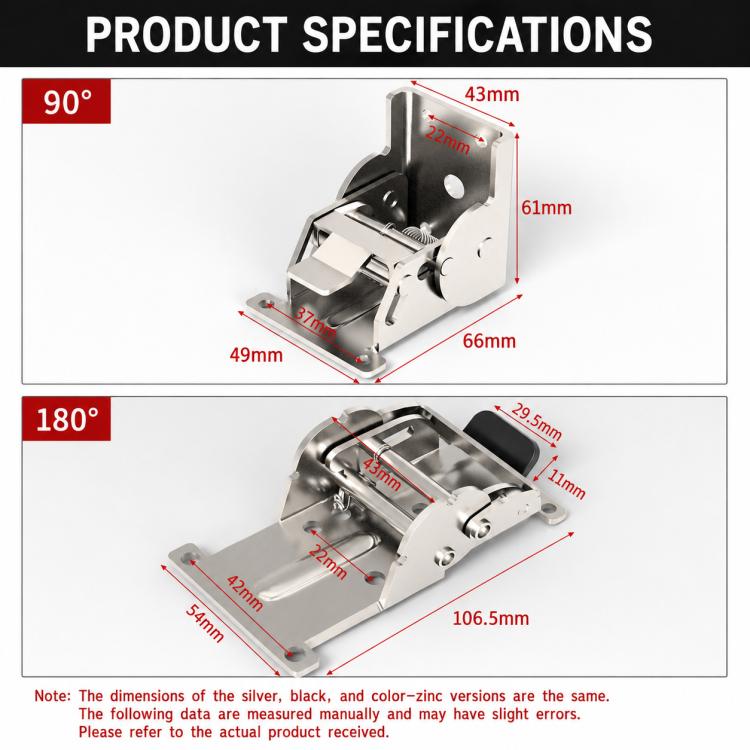 Multifunctional Foldable Hinge with Self-Locking Switch, 0-90 Degrees, 0-180 Degrees