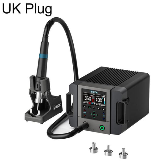 Intelligent hot air rework station with UK plug, black controller box and clamp stand