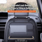 Car seat back storage tray with clear pocket and reinforced raised edge, black