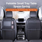 Foldable car seat back storage tray set up as a small table, black