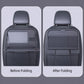 Foldable car seat back storage tray before and after folding, black
