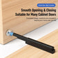 Black cabinet door rebound latch on a cabinet door for smooth opening and closing