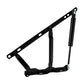 Black metal lift hinge bracket with spring support and long mounting rail holes